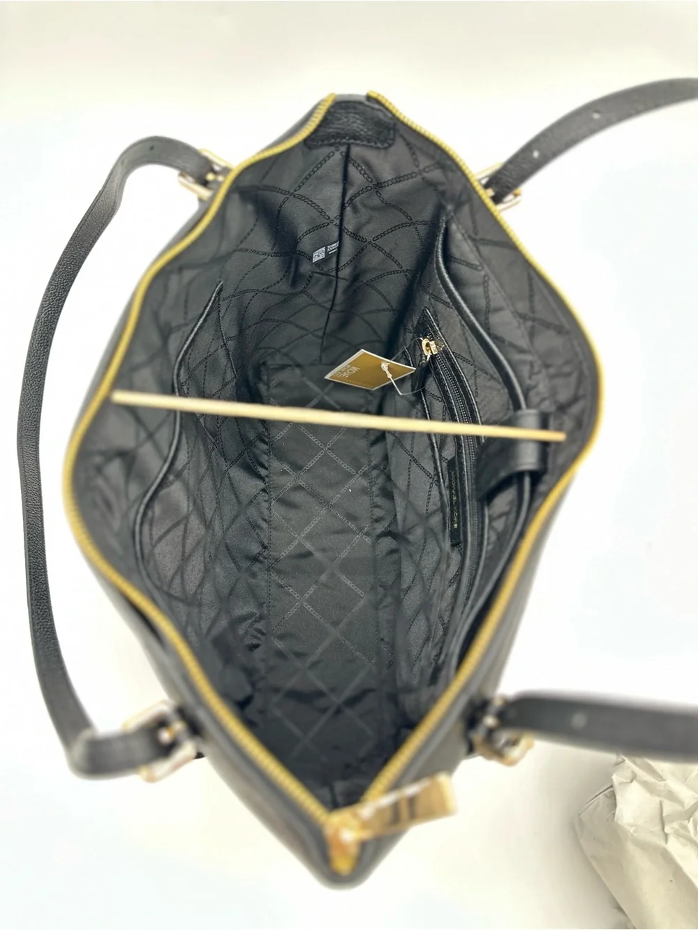 Michael Kors Black Tote with Gold Accents